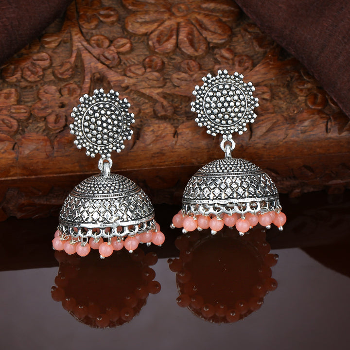 Oxidised drop Beads Jhumki