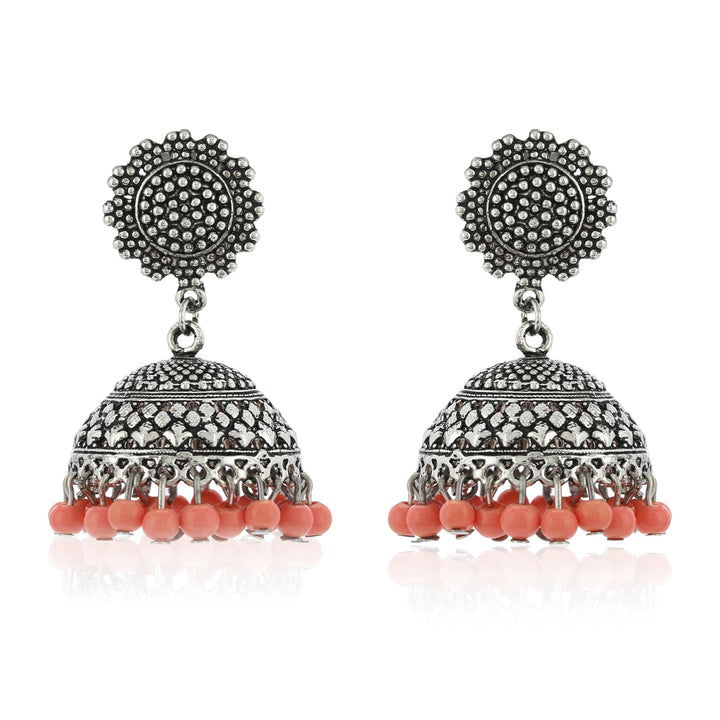 Oxidised drop Beads Jhumki