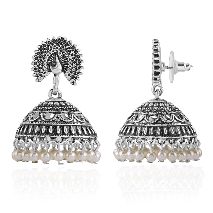 Oxidised Peacock Earrings