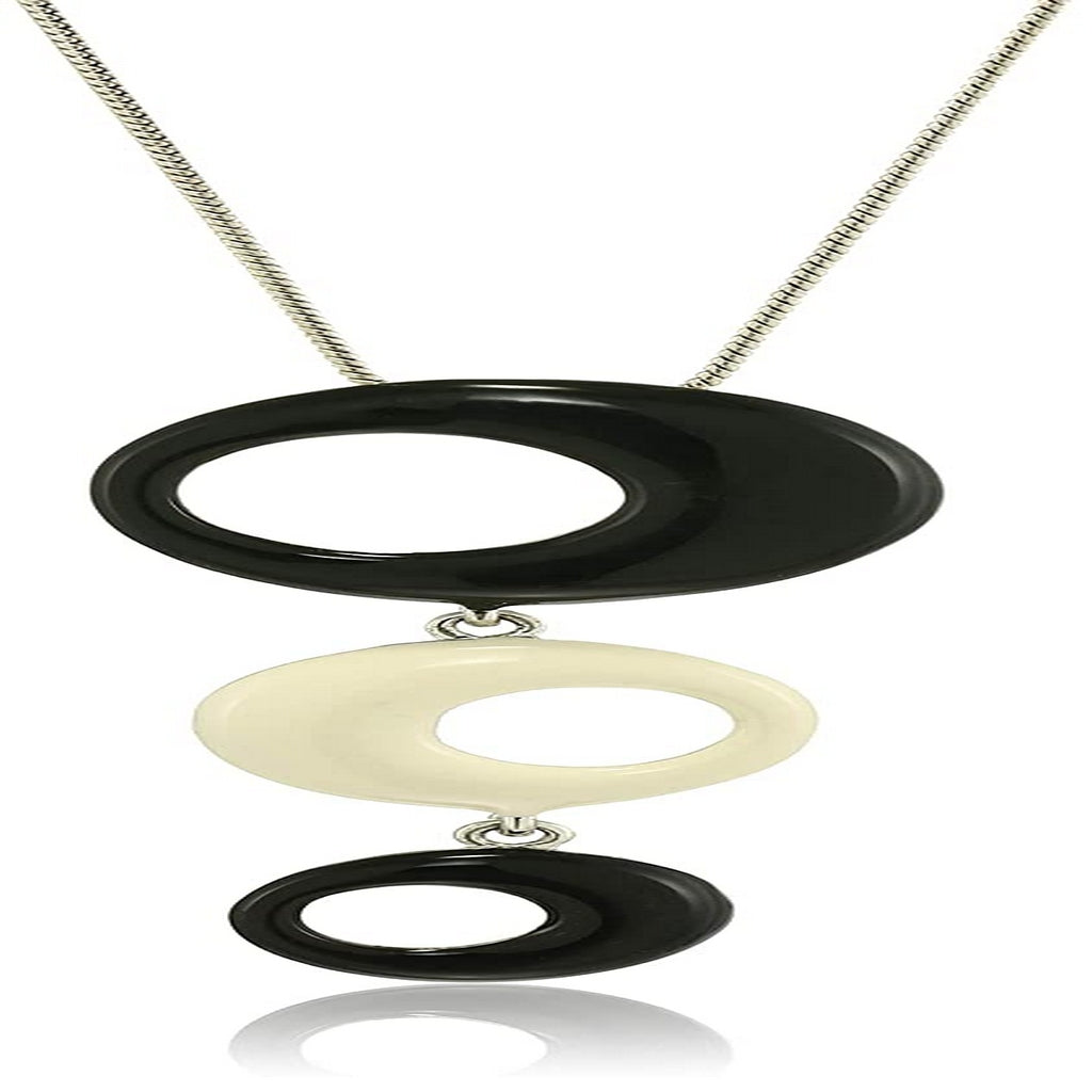 Estele Silver Plated chain with black and white circle pendants for women