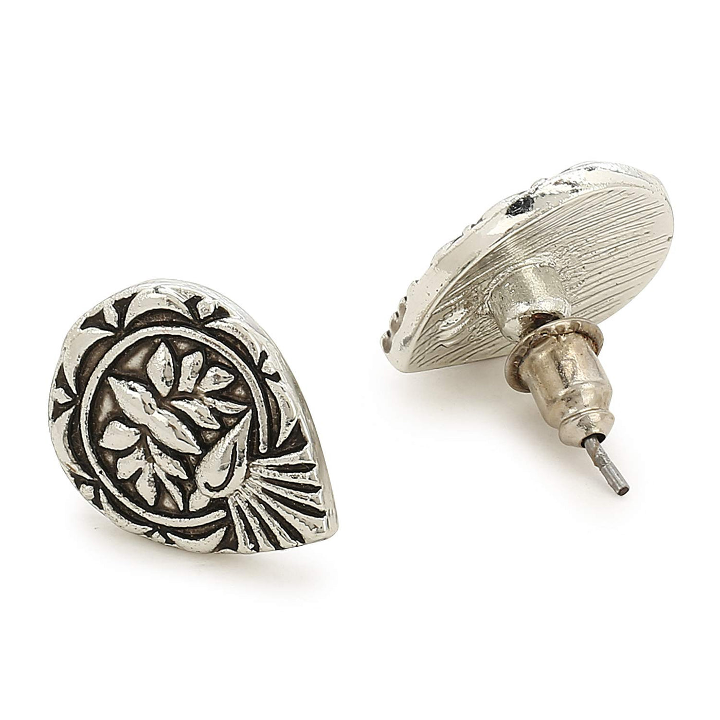Estele Silver Oxidised Afghani Tribal Stud Earrings for women
