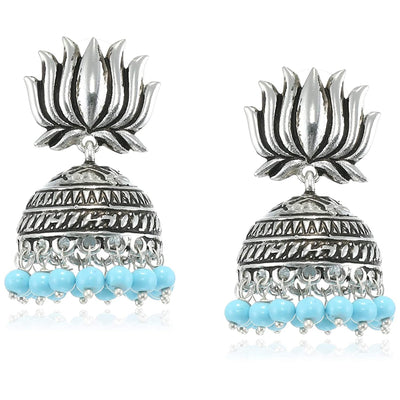 Estele traditional silver plated oxidised jhumki earrings  for women