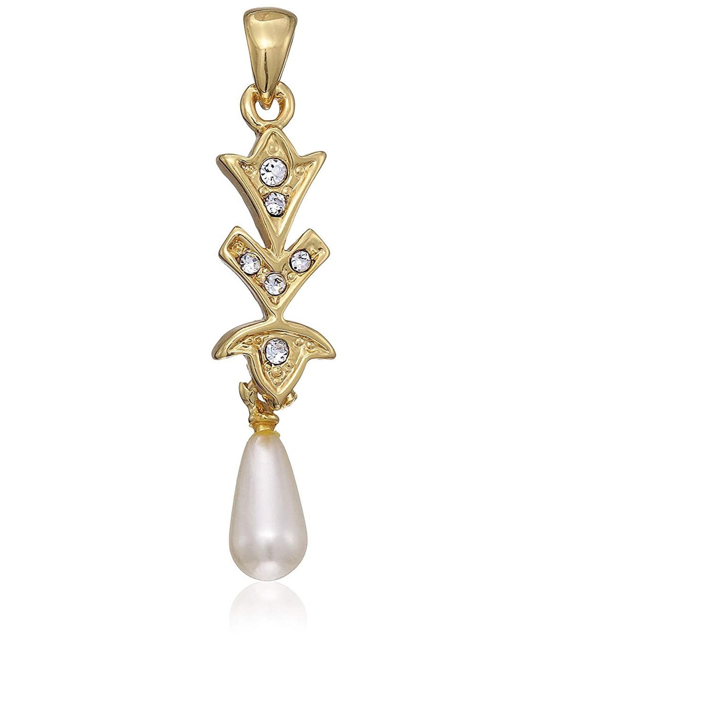 Estele - Gold Plated Pearl Leafy Drop Pendant for Women / Gilrs
