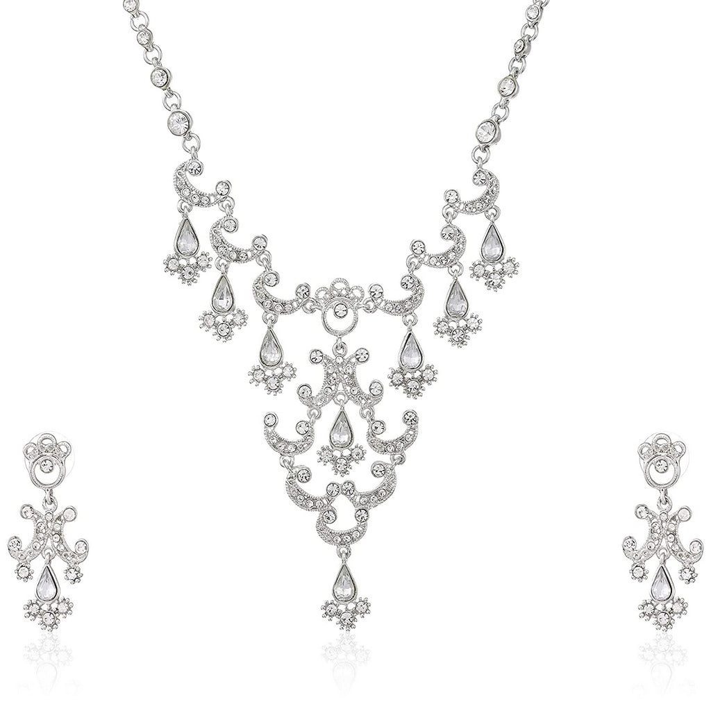 Estele - 24 Kt Gold/ Rhodium Plated Grand Amethyst Necklace Set for Women