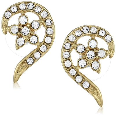 Estele  Gold and Silver Plated Traditional Flower Arc Stud Earrings for women