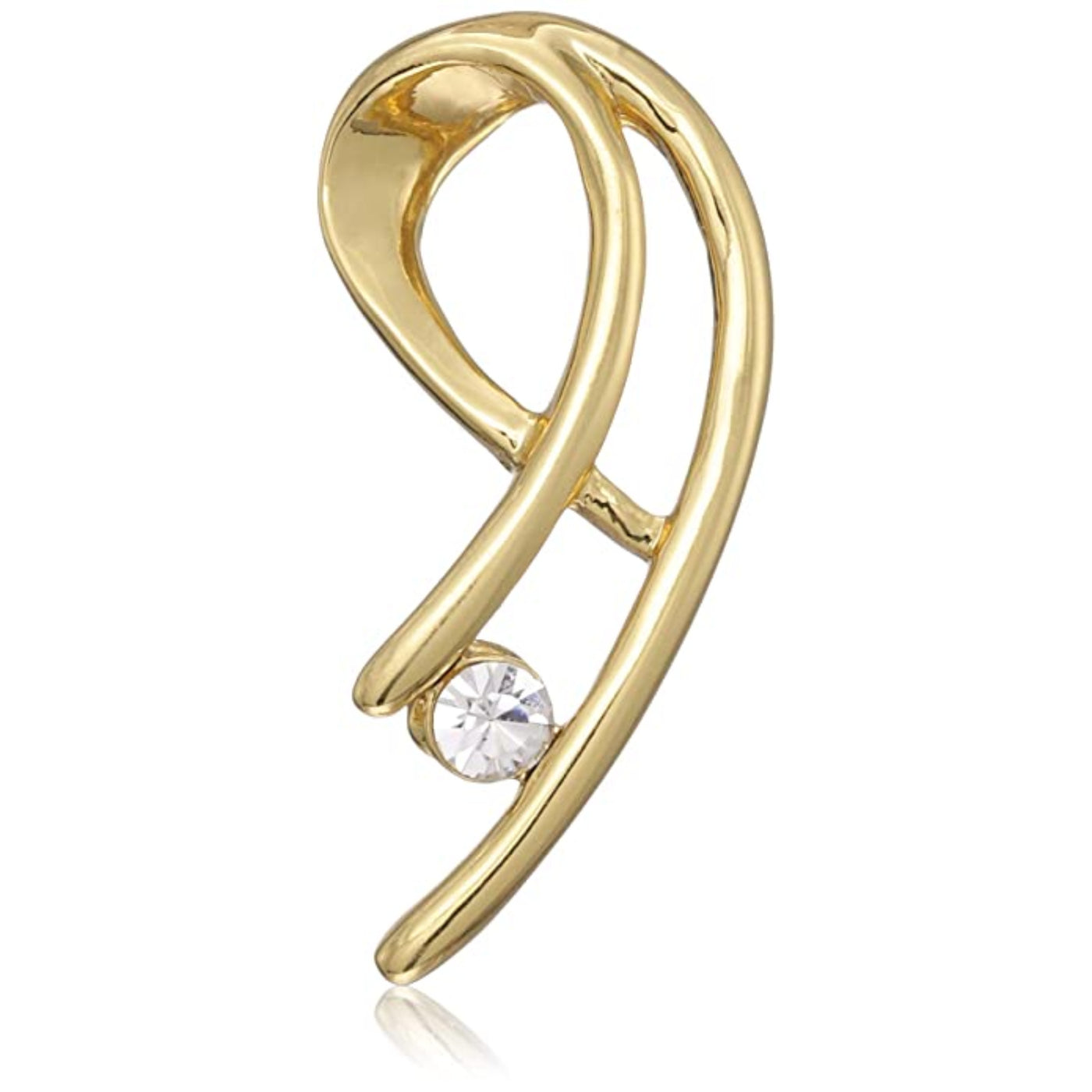 Estele gold plated curved pendant with white stone for women