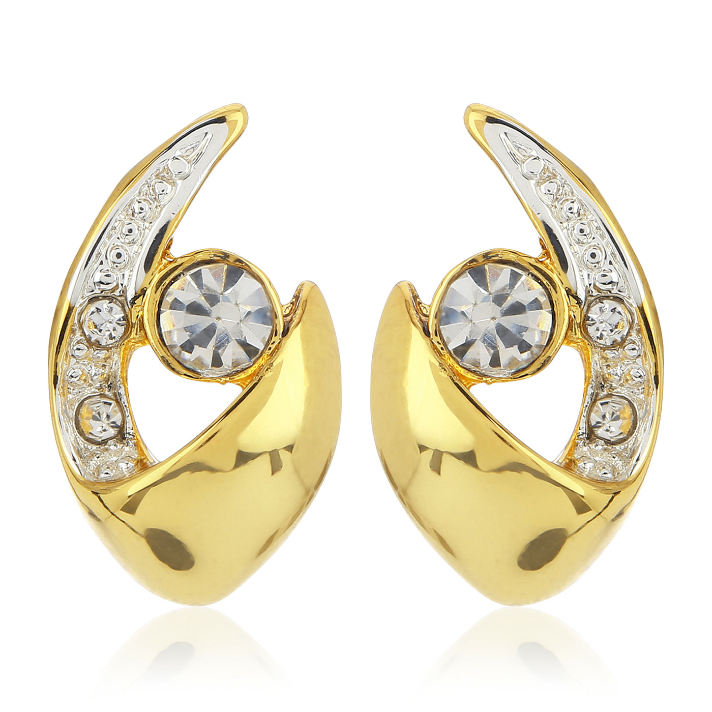 Estele Gold Plated AD Crystal Stud Earrings