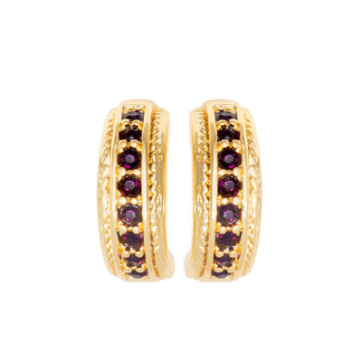 Candy Crystal Collection Gold Plated Magenta Crystal Stud Earrings