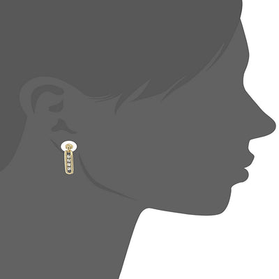Estele 24 Kt Gold Plated Crystal Pea Pod Drop Earrings for women