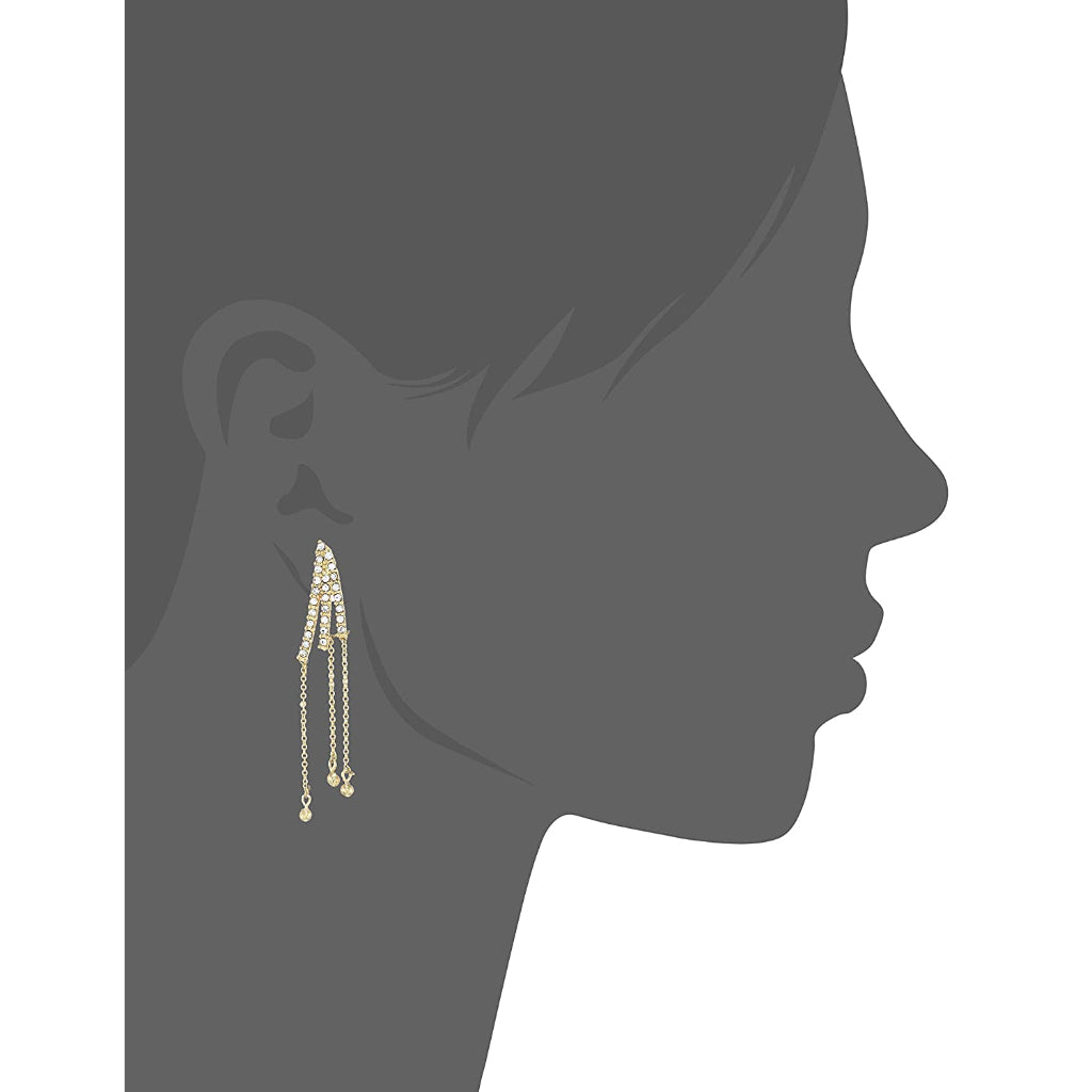 Estele  Gold Plated Crystal Palm Chain Dangle Earrings for women
