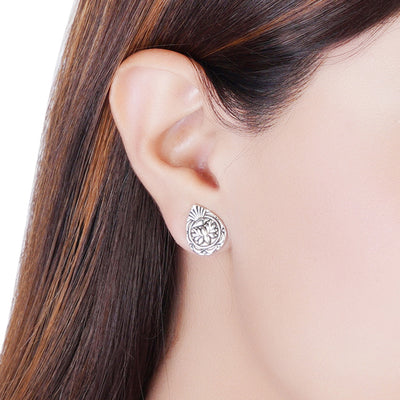 Estele Silver Oxidised Afghani Tribal Stud Earrings for women