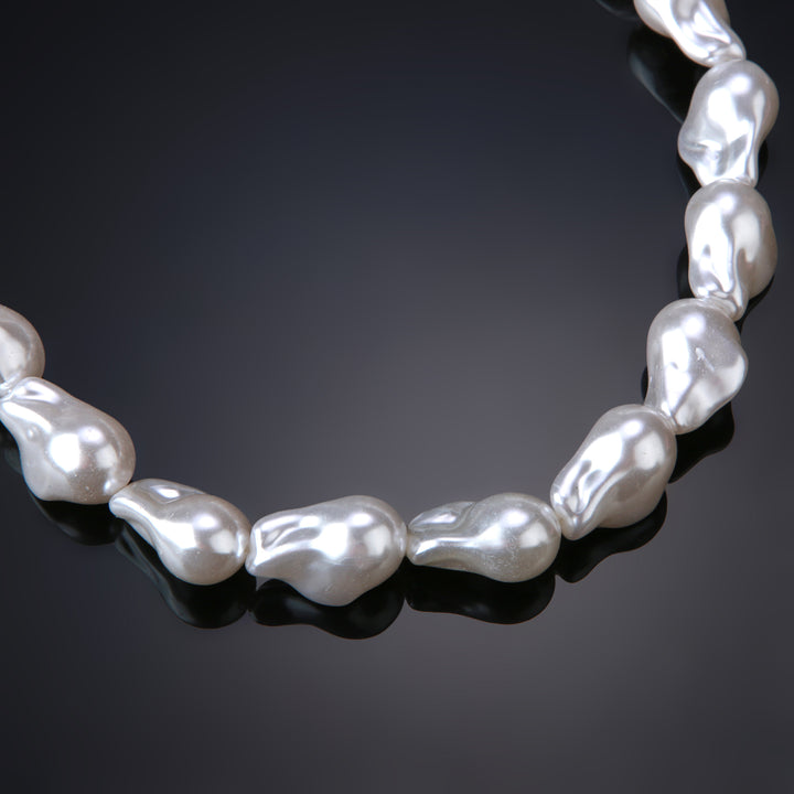 Estele Rhodium Plated Magnificent Pearl Necklace for Women