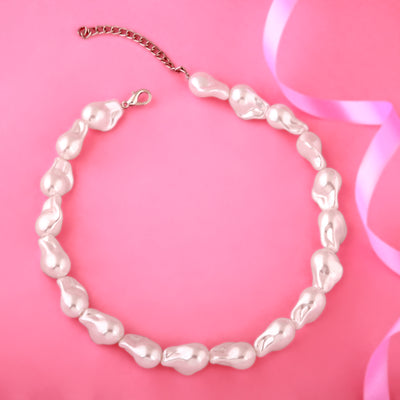 Estele Rhodium Plated Magnificent Pearl Necklace for Women
