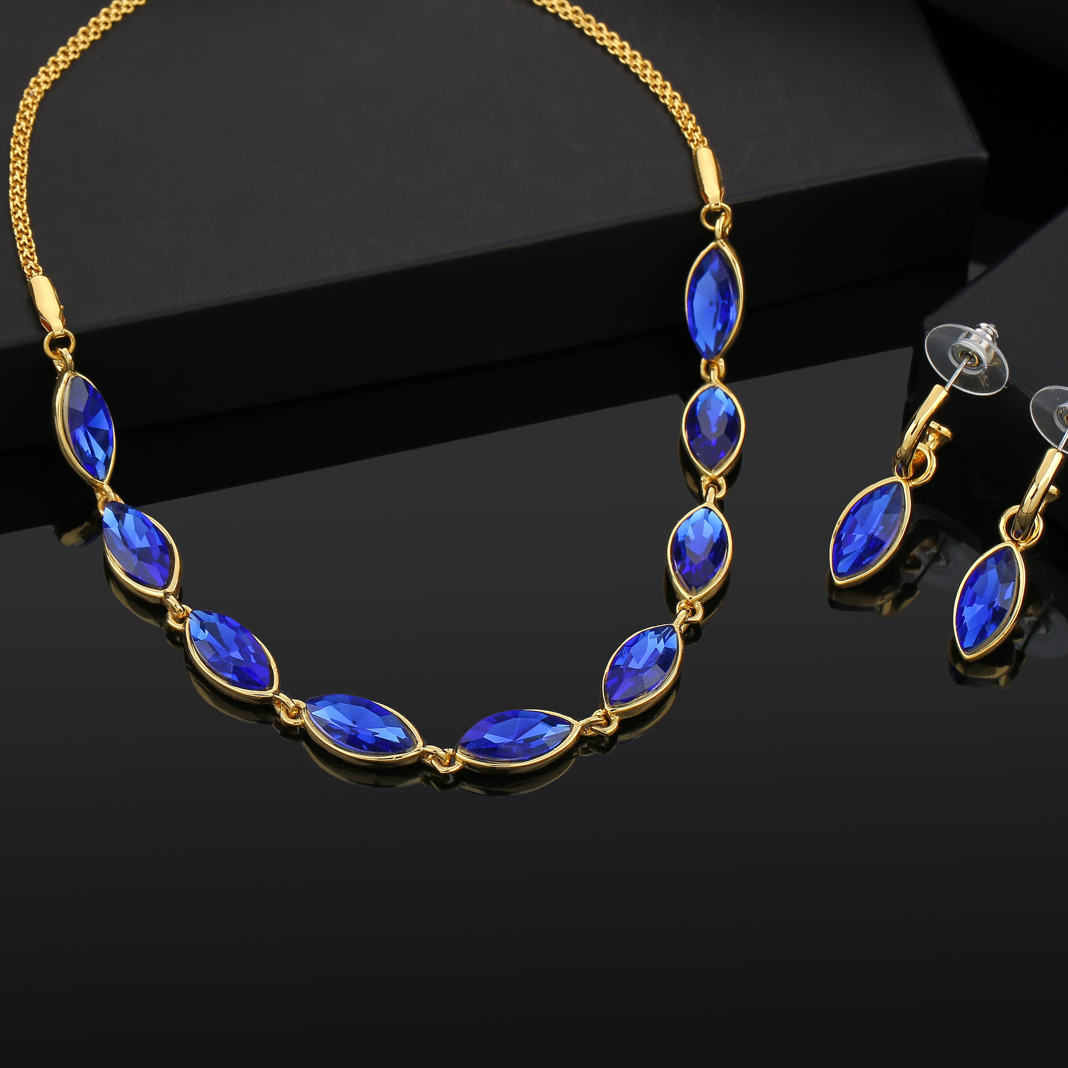 Blues Jewelry All Blues Necklace 24 KT Gold Plated Necklace Set