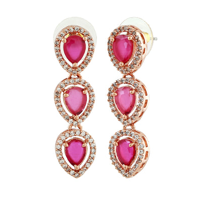 Estele Rose Gold Plated CZ Precious Pears Earrings for Women