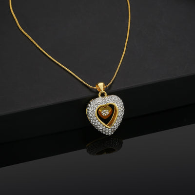 ESTELE - Stylish Gold and Silver plated Dancing Heart Pendant with chain