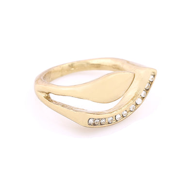 Estele gold plated ring latest design with white stones for women (non adjustable)
