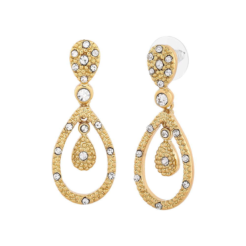 Estele  Gold Plated Triple Pear  Dangle Earrings for women