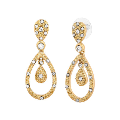Estele  Gold Plated Triple Pear  Dangle Earrings for women