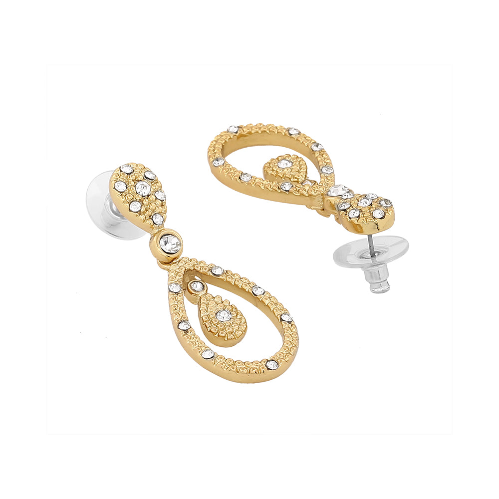 Estele  Gold Plated Triple Pear  Dangle Earrings for women