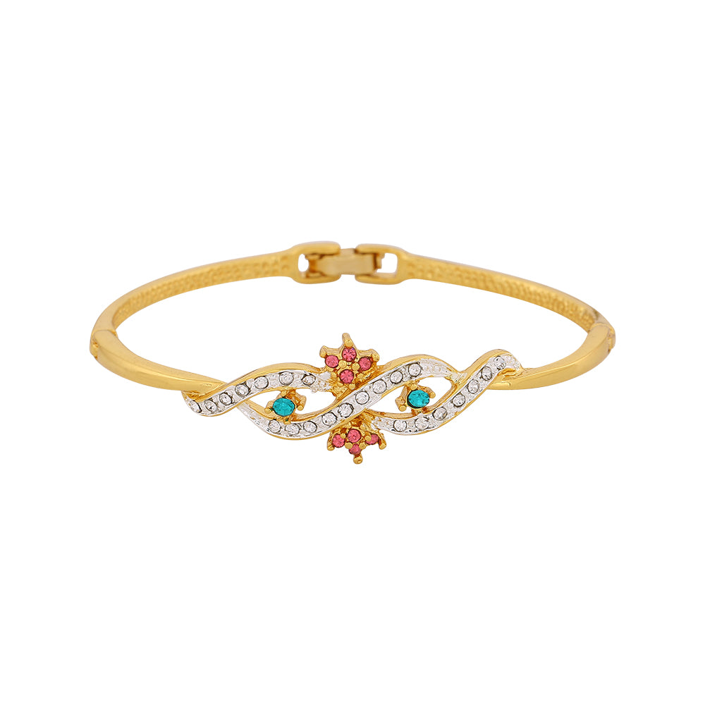 Estele Gold Plated Flower Wave Infinity Cuff Bracelet for women
