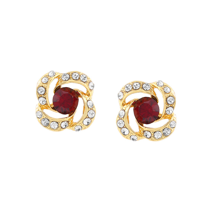 Estele 24 Kt Gold Plated Pendant Set with Red stones and Austrian Crystals