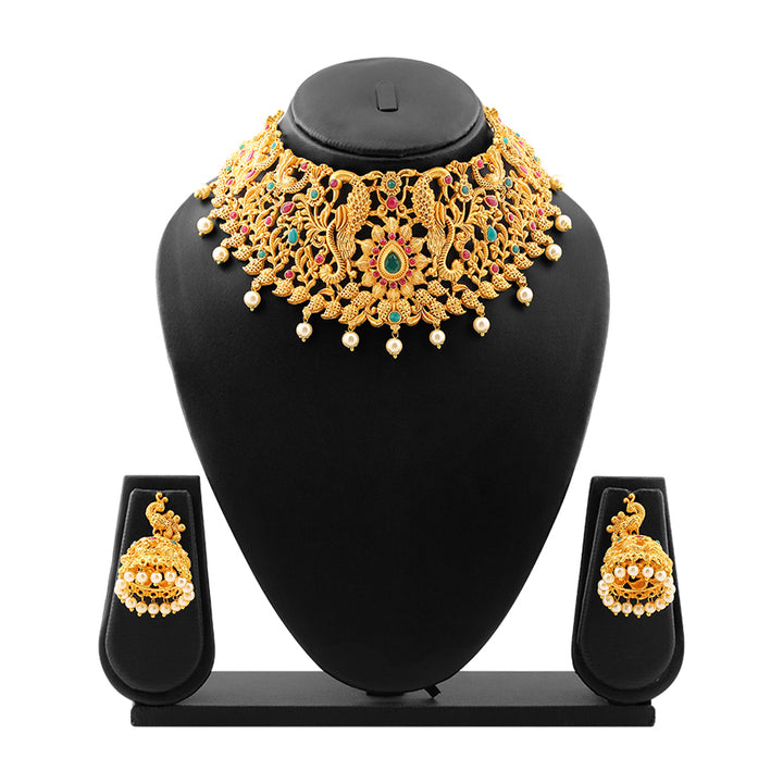 Estele Gold Plated Traditional Nakshi Bridal Choker Set