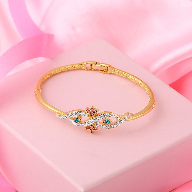 Estele Gold Plated Flower Wave Infinity Cuff Bracelet for women