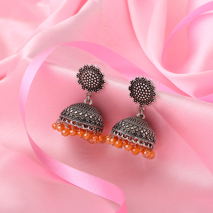 Oxidised drop Beads Jhumki