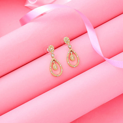 Estele  Gold Plated Triple Pear  Dangle Earrings for women