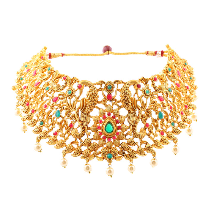 Estele Gold Plated Traditional Nakshi Bridal Choker Set