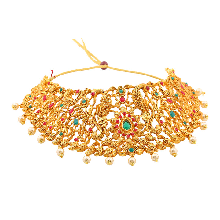 Estele Gold Plated Traditional Nakshi Bridal Choker Set