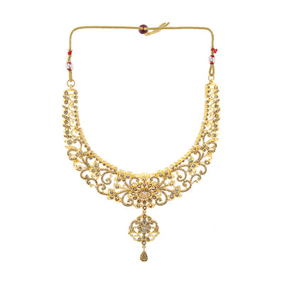 Estele Gold Plated CZ Arcadia Designer Bridal Necklace Set Combo for Women