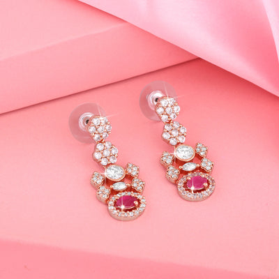 Estele Rose Gold Plated Plush in Pink Earrings for Women