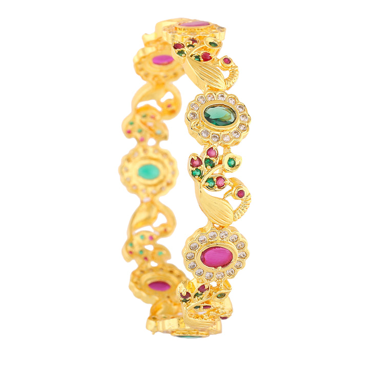 Estele Gold Plated CZ Peacock Designer Bangles for Women