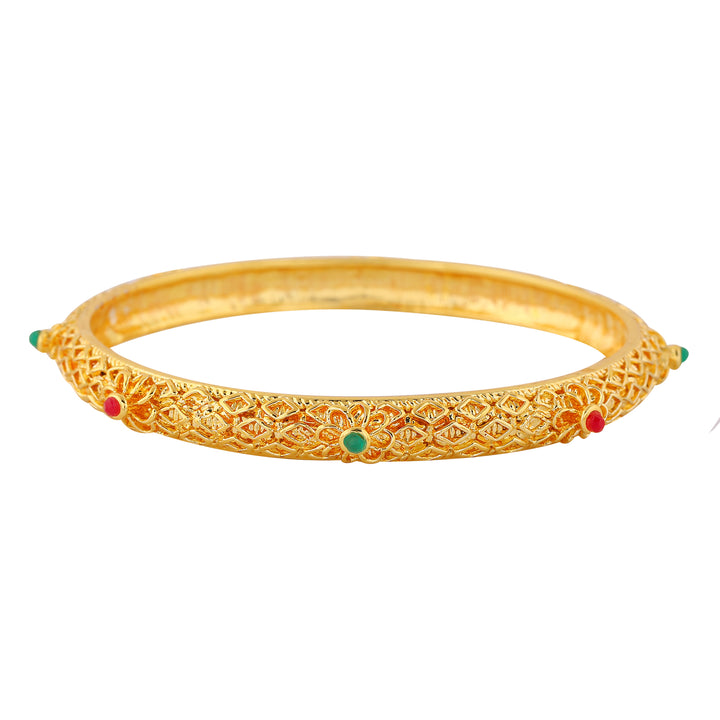Estele Gold Plated Astonishing Bangle with Colored Stones for Women