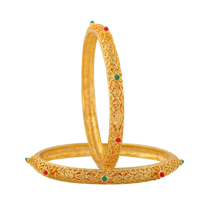 Estele Gold Plated Astonishing Bangle with Colored Stones for Women