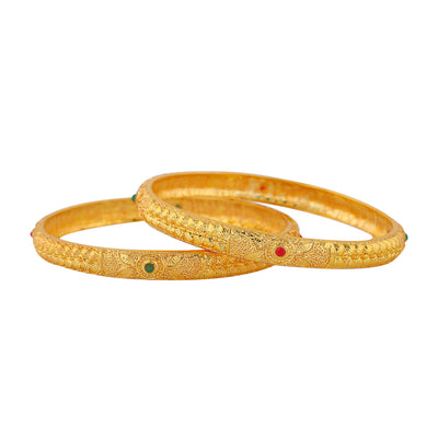 Estele Gold Plated Gorgeous Bangle with Colored Stones for Women