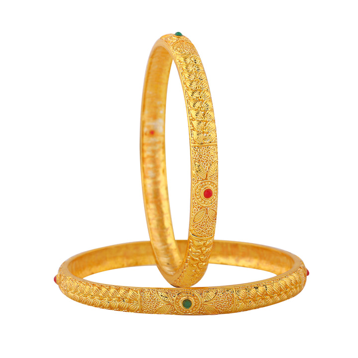 Estele Gold Plated Gorgeous Bangle with Colored Stones for Women