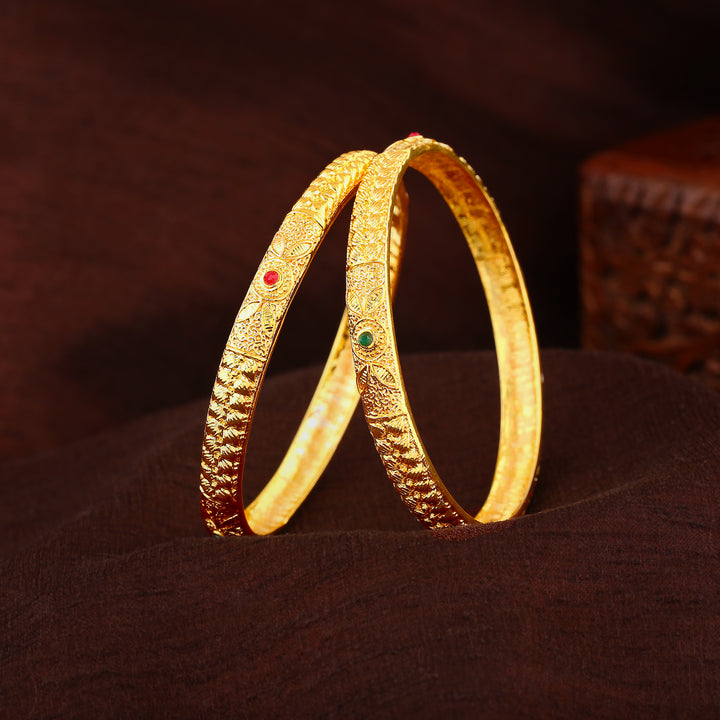 Estele Gold Plated Gorgeous Bangle with Colored Stones for Women