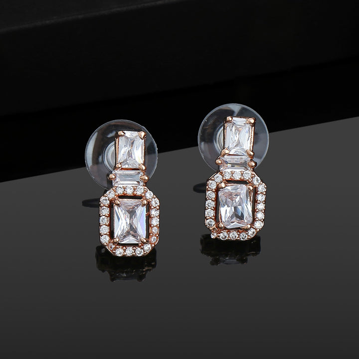 Estele Rose Gold Plated CZ Sweetpea Earrings for Women
