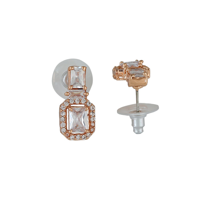 Estele Rose Gold Plated CZ Sweetpea Earrings for Women