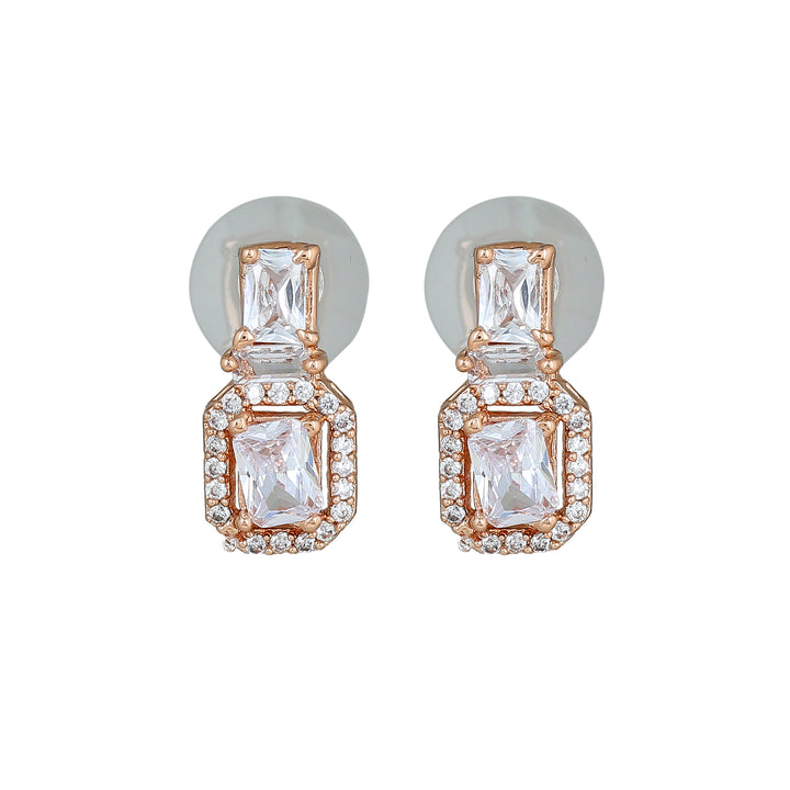 Estele Rose Gold Plated CZ Sweetpea Earrings for Women