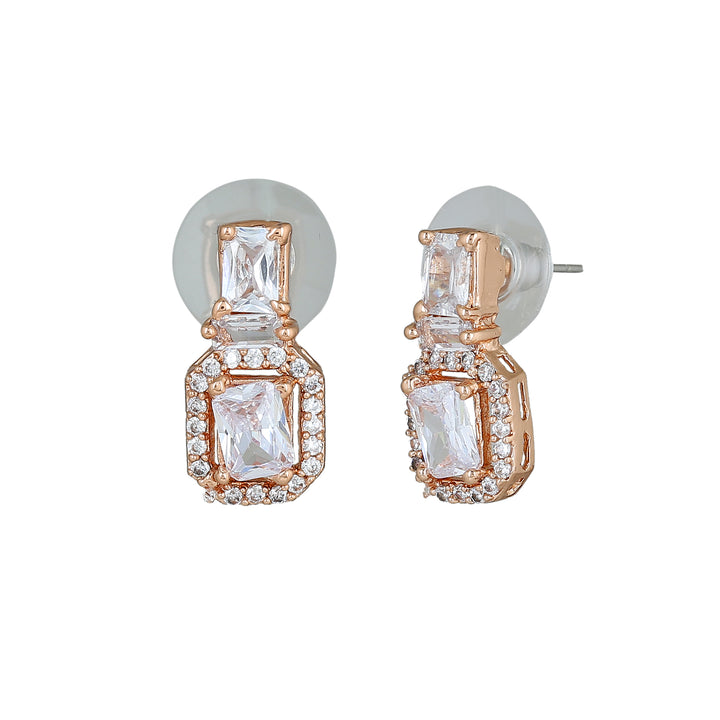 Estele Rose Gold Plated CZ Sweetpea Earrings for Women