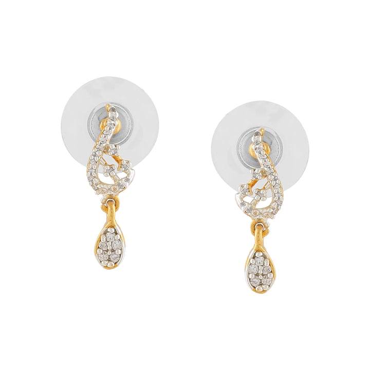 Estele 24 Kt Gold plated Dancing American Diamond Pendant Set for Women