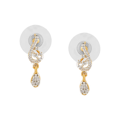 Estele 24 Kt Gold plated Dancing American Diamond Pendant Set for Women