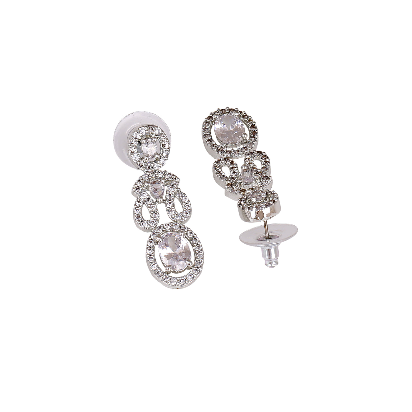Estele Rhodium Plated CZ Exquisite Earrings for Women