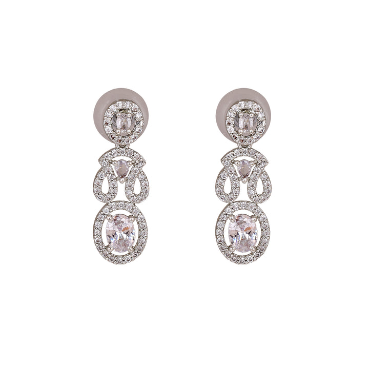 Estele Rhodium Plated CZ Exquisite Earrings for Women