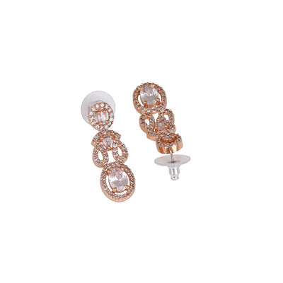 Estele Rose Gold Plated CZ Sparkling Earrings for Women
