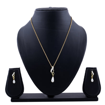 Estele Trendy and Fancy Pendant Set with Austrian Crystals and Pearl Drop